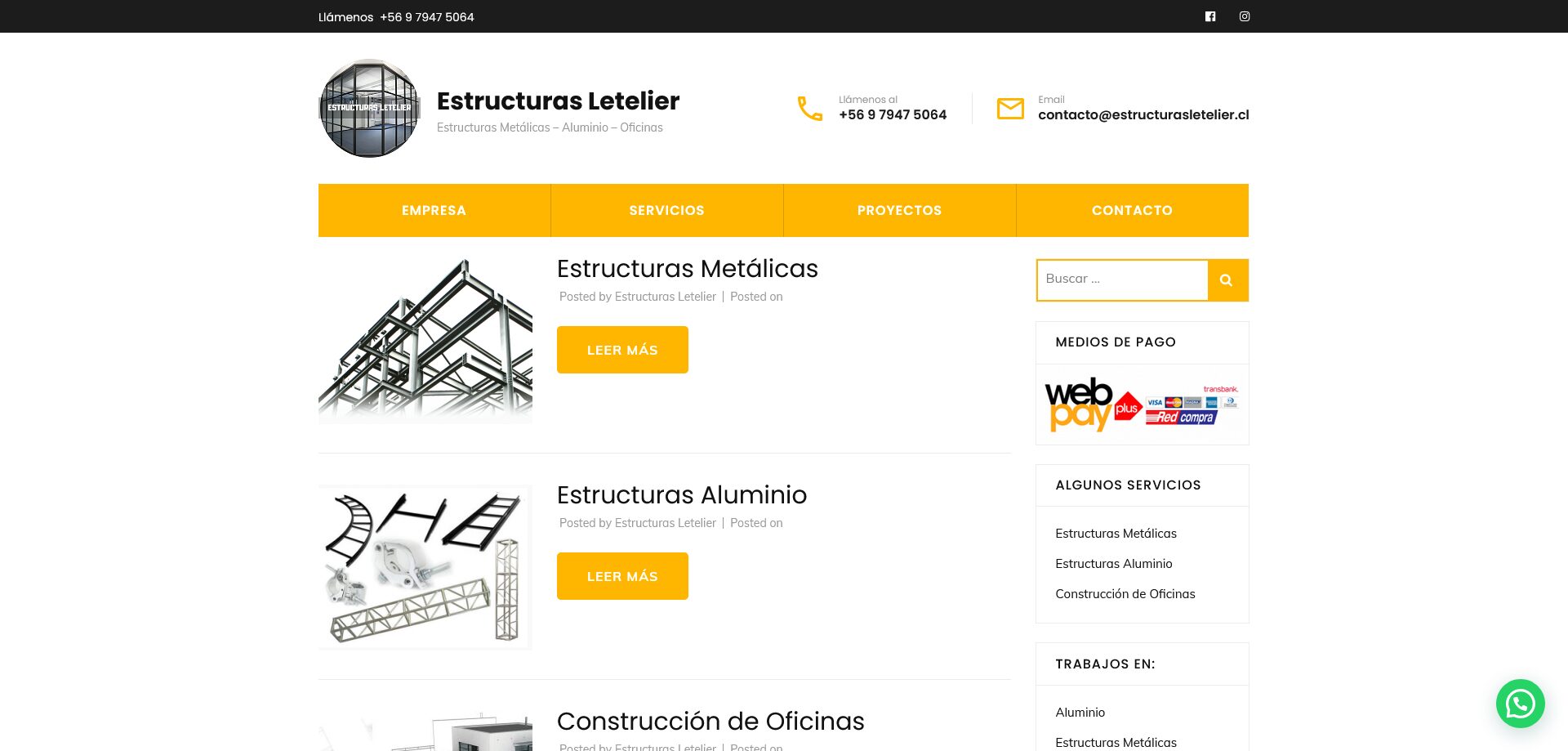 Estructuras Letelier – Estructuras Metálicas – Aluminio – Oficinas